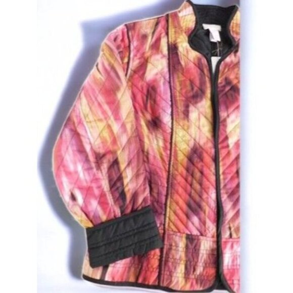 Chicos Womens Reversible Quilted Callie Hyper Pink Abstract Jacket NEW Small/4 - Picture 10 of 10